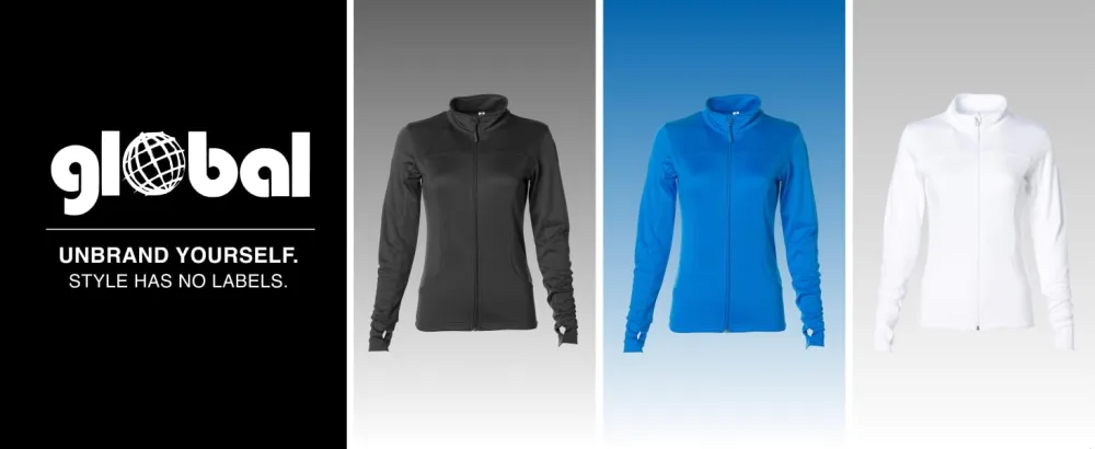 Global Blank Athletic Workout Jackets for Women, Full Zip-Up Jacket for Running, Yoga, and Sports Medium Black - module 1