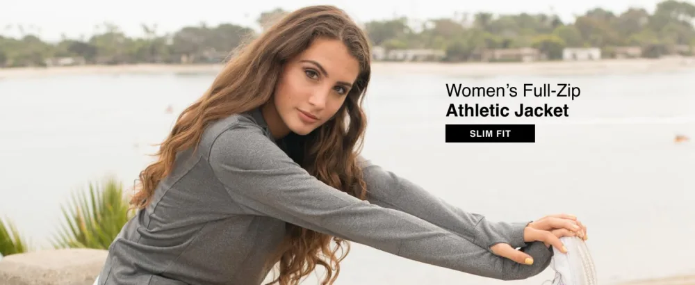 Global Blank Athletic Workout Jackets for Women, Full Zip-Up Jacket for Running, Yoga, and Sports Medium Black - module 2