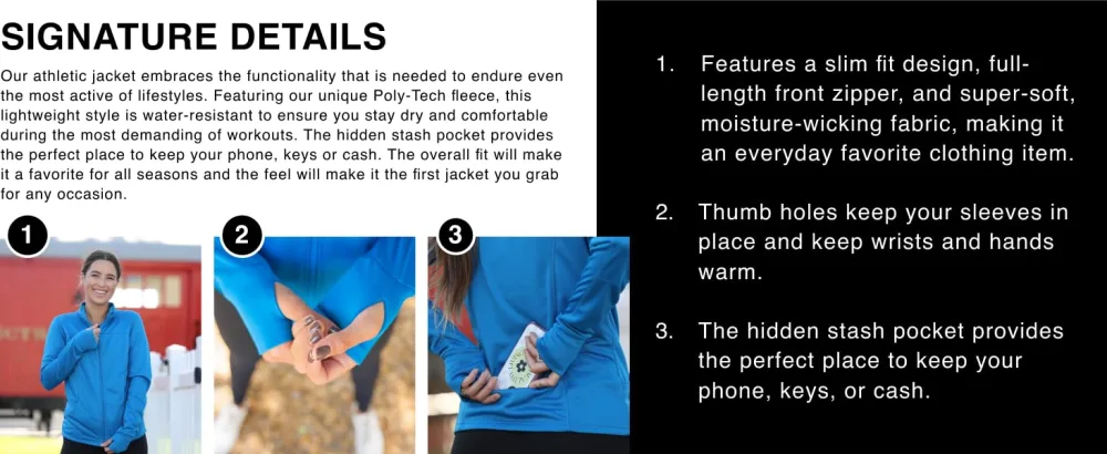 Global Blank Athletic Workout Jackets for Women, Full Zip-Up Jacket for Running, Yoga, and Sports Medium Black - module 3