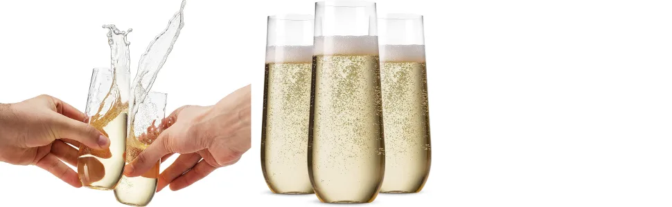 Munfix 48 Pack Stemless Plastic Champagne Flutes Disposable 9 Oz Clear Plastic Toasting Glasses Shatterproof Recyclable and BPA-Free - Munfix 48 Pack Stemless Plastic Champagne Flutes