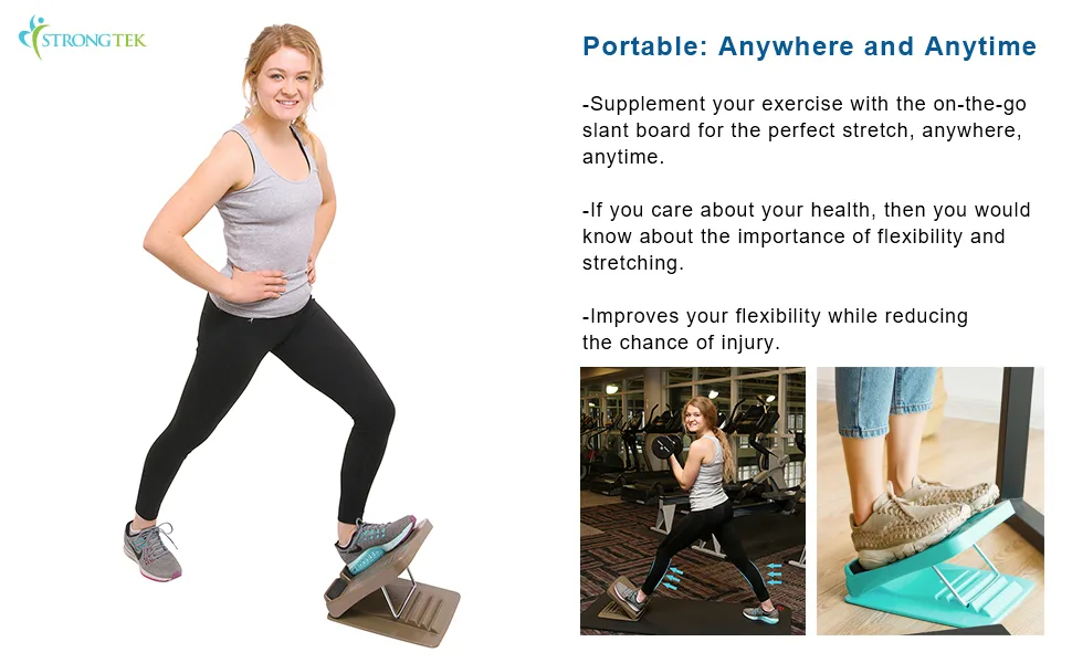 StrongTek Portable Slant Board, Adjustable Incline Boards, Calf Stretcher, Foot Stool Black - slant board