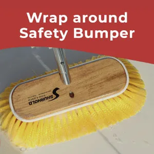 Shurhold 980 10 Inch Soft Bristle Brush, Deck Brush with Yellow Polystyrene Bristles Soft, Yellow - Wrap around Safety Bumper