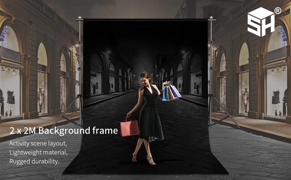 SH Heavy Duty Background Stand, 2x2M Backdrop Support System Kit with Carry Bag for Photography Photo Video Studio,Photography Studio1 6.5x6.5ft/ 2x2m - photo backdrop