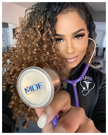 MDF Pulse Time 2-in-1 Digital LCD Clock and Single Head Stethoscope - Purple (MDF740-08) - Purple Glitter and Rose Gold Titanium Lightweight Cardiology Stethoscope