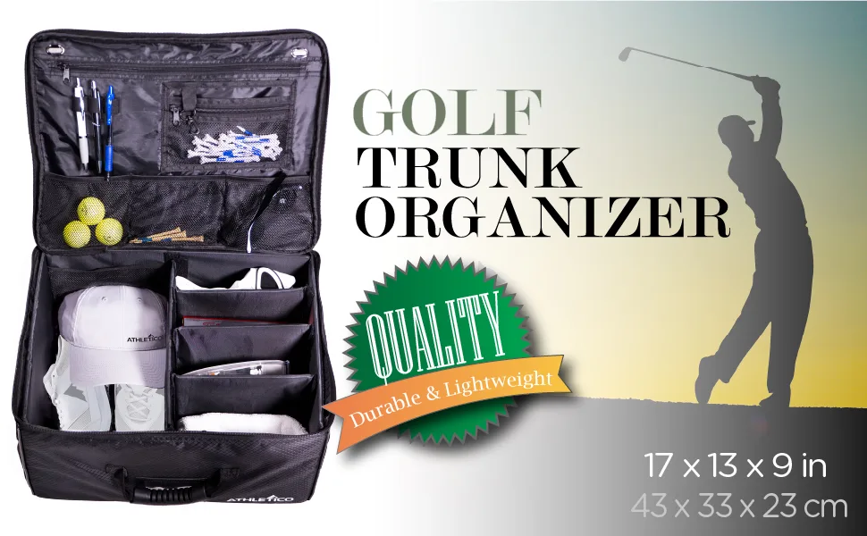 Athletico Golf Trunk Organizer Storage - Car Golf Locker to Store Golf Accessories | Collapsible When Not in Use - Athletico Golf Trunk Organizer