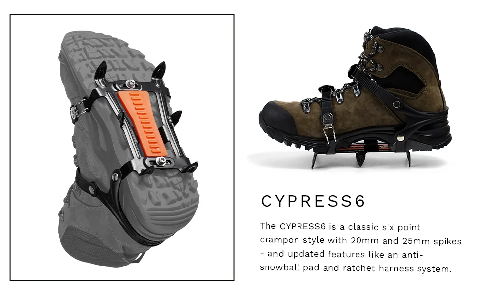 Hillsound Cypress6 | Six Point Instep Ice Cleat Traction System for Hiking and Glacier Trekking Black One Size - hillsound