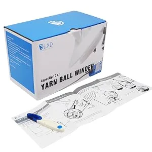 LAMXD Needlecraft Large Jumbo Metal Yarn/Wool/String/Fiber Ball Winder Hand Operated,10-Ounce,with Thread Cutter Scissors, Blue and White - How to use
