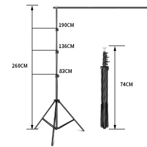 SH 2.6 X 3M Adjustable Background Stand Background Support Kit Removable with Carry Bag for Hanging Background Cloth1 8.5x10ft/ 2.6x3m - backgrounds for photography