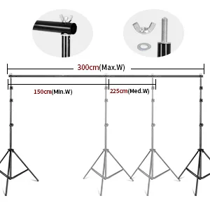 SH 2.6 X 3M Adjustable Background Stand Background Support Kit Removable with Carry Bag for Hanging Background Cloth1 8.5x10ft/ 2.6x3m - photography backdrops stand