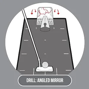 PuttOut Putting Mirror Trainer and Alignment Gate Red/Gray - DRILL 3 - ANGLED MIRROR