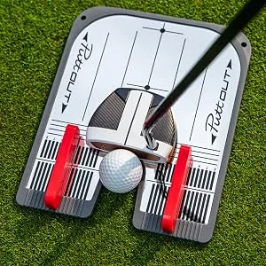 PuttOut Putting Mirror Trainer and Alignment Gate Red/Gray - Guided Putting
