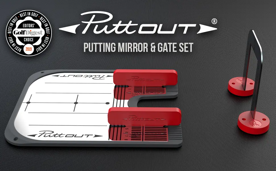 PuttOut Putting Mirror Trainer and Alignment Gate Red/Gray - PuttOUT Putting Mirror & Gate Set