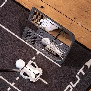 PuttOut Putting Mirror Trainer and Alignment Gate Red/Gray - Use Anywhere