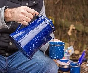 Stansport Enamel Percolator Mugs Blue - camping percolator