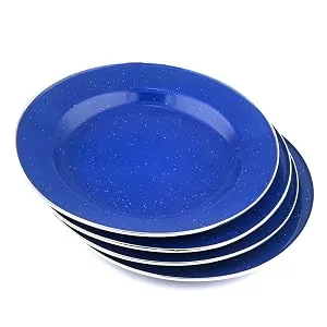 STANSPORT - Deluxe 24-Piece Enamel Tableware Set: Plates, Bowls, Mugs & Utensils Blue - product information 5