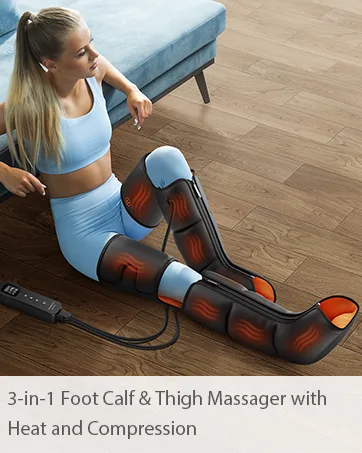 QUINEAR Leg Massager, Air Compression Calf Wraps Massager for Leg Circulation and Swelling Pain Relief 2 Modes 3 Intensities - leg compression massager
