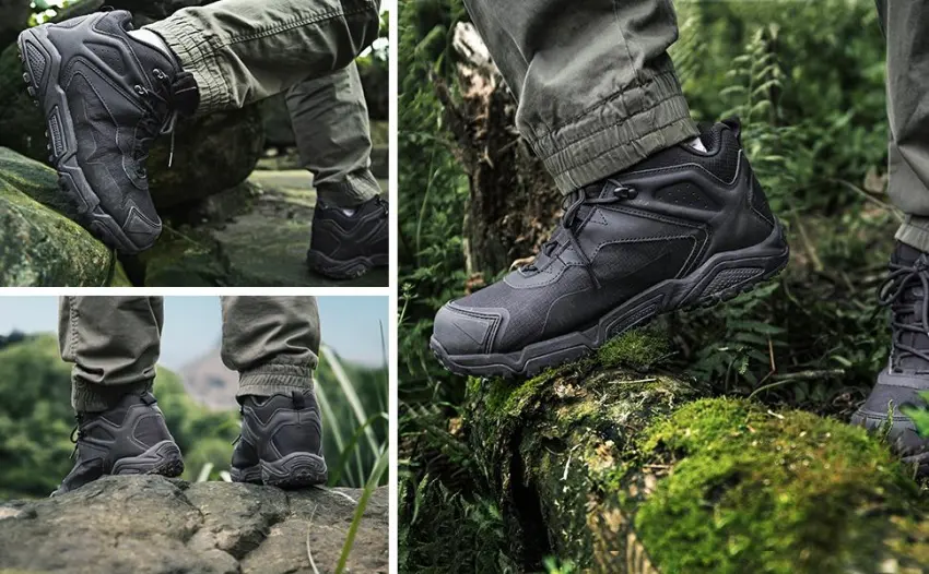 NORTIV 8 Men's Military Tactical Work Boots Lightweight Mid Ankle Outdoor Tactical Combat Boots 8.5 Black - NORTIV 8 Men