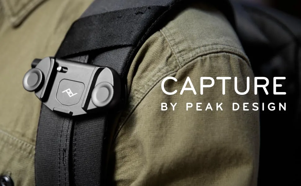 Peak Design - Capture Camera Clip for V3 Camera.Black. Single - Capture on backpack strap