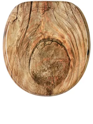 Sanilo ROUND, Silent Slow Close, Molded Wood, Adjustable Toilet Seat, Rustic - product information 2