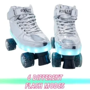 Chicago Skates Pulse Light Up Quad Skates Silver 4 - 6 Flash modes