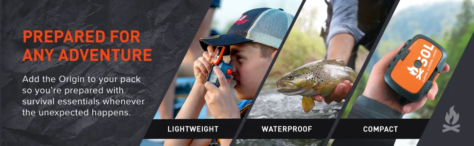 S.O.L. Survive Outdoors Longer Origin, Multi-Function Ultimate Survival Tool, Waterproof & Lightweight Case, Compact Outdoor Emergency Gear Kit, Buck Tilton Lifesaving Tips & Techniques, 6.25oz - backwoods wilderness remote location lost compass waterproof pocket heavy duty knife tinder compass