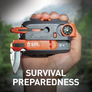 S.O.L. Survive Outdoors Longer Origin, Multi-Function Ultimate Survival Tool, Waterproof & Lightweight Case, Compact Outdoor Emergency Gear Kit, Buck Tilton Lifesaving Tips & Techniques, 6.25oz - woods navigate wayfinder cut sharp blade prepper bushcraft emergency kit trail backpack safety wire