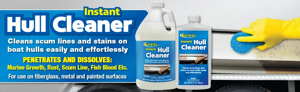 STAR BRITE Instant Hull Cleaner - Easily Remove Stains, Scum Lines & Grime on Fiberglass & Painted Boat Hulls 128 Oz Gallon - hull cleaner,on & off,on and off,better boat,zing,hull kleen,marykate