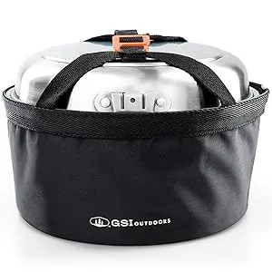 GSI Outdoors Glacier Stainless Camper 4 Person Packable Cookware & Dinnerware Set for Camping or Backpacking 4 person Multi - packed
