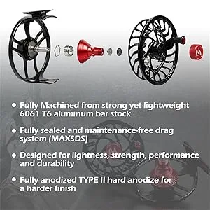 Maxcatch Sparta Fly Reel Fully Sealed Lightweight Expert Fly Fishing Reel(3/5wt, 5/7wt, 7/9wt, 8/10wt) Ice Blue 7/9wt - reels