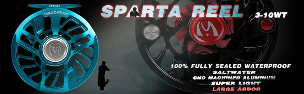 Maxcatch Sparta Fly Reel Fully Sealed Lightweight Expert Fly Fishing Reel(3/5wt, 5/7wt, 7/9wt, 8/10wt) Ice Blue 7/9wt - sparta reel