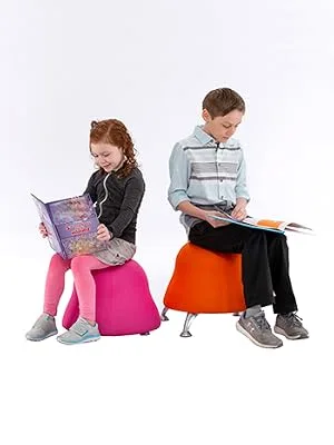 Safco Products 4755BL Runtz Ball Chair, Black Licorice, Anti-Burst Exercise Ball, Active Seating - two students reading while seating on Runtz chairs