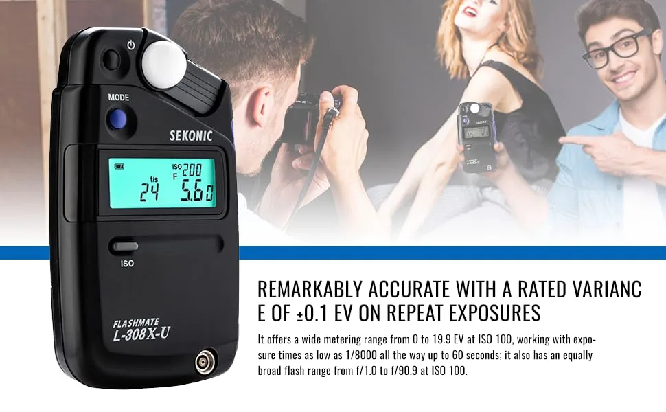 Sekonic L-308X-U Flashmate Light Meter (401-305) with Deluxe case - Sekonic L-308X-U Flashmate Meter