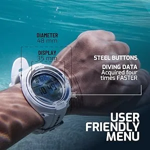 Cressi Goa Dive Watch Computer | 4 Programs - Air/Nitrox, Freediving, Gage | Made in Italy white/pink - SCUBA DIVING WATCH, SCUBA DIVE COMPUTER, FREEDIVE COMPUTER