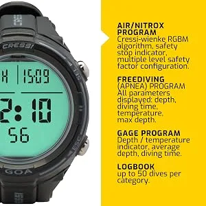 Cressi Goa Dive Watch Computer | 4 Programs - Air/Nitrox, Freediving, Gage | Made in Italy white/pink - SCUBA DIVING WATCH, SCUBA DIVE COMPUTER, FREEDIVE COMPUTER