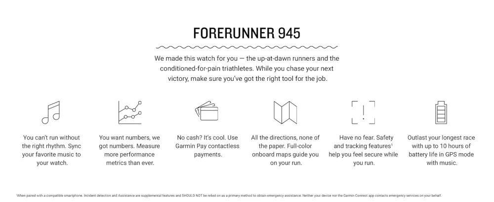 Garmin 010-02063-00 Forerunner 945, Premium GPS Running/Triathlon Smartwatch with Music, Black Black Smartwatch - Garmin Forerunner 945