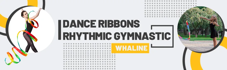 Whaline Dance Ribbons Rhythmic Gymnastic Ribbon, Baton Twirling, Dancing Streamers, 2 Pieces - Dance Ribbons