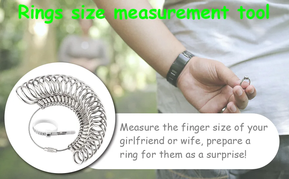 Jewelry Sizers Stainless Iron Ring Sizer Finger Ring Sizing Measuring Tool Ring Sizer Gauge Set Circle Models with Plastic Ring Sizer Belt - Jewelry Sizers Stainless