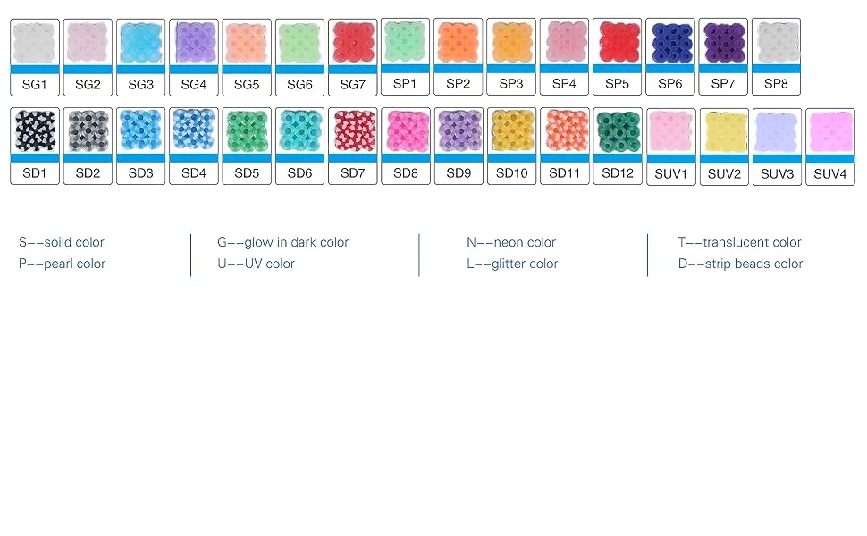 Artkal Melting Beads 1000 Fusion Beads Compatible Perler Beads Hama Beads 5mm Fuse Beads S01 - perler beads color chart
