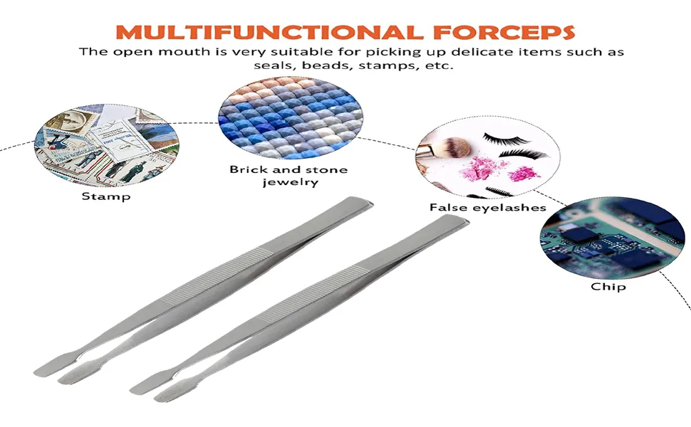 BinaryABC Stamp Tweezers Philately Collector Tools 2pcs (Silver) - Stamp Tweezers