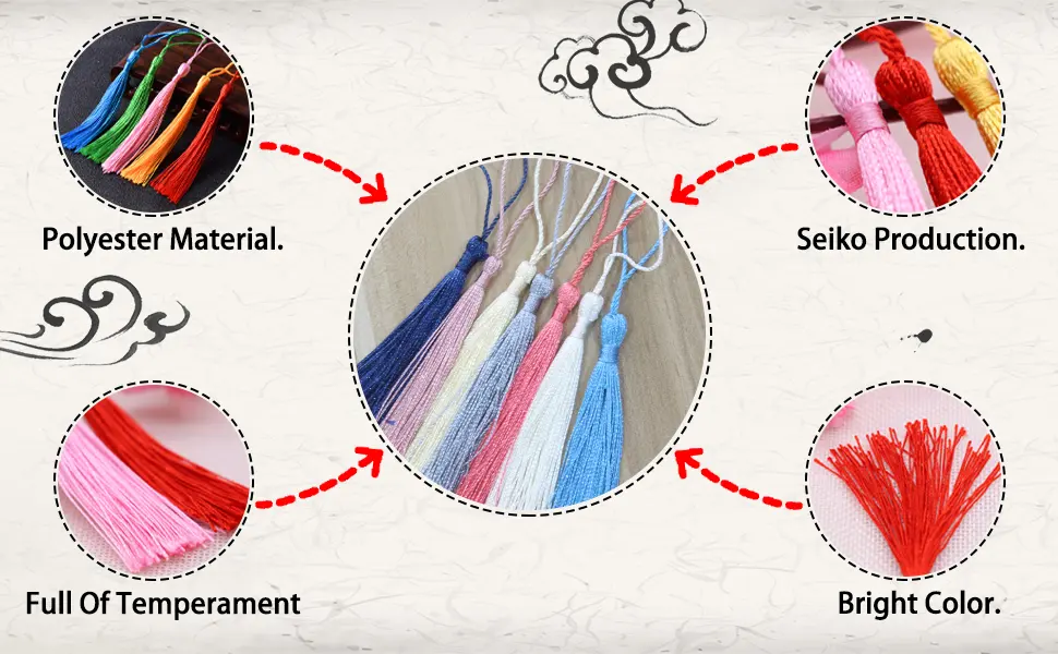 BOROLA 25 Pcs Handmade DIY Tassels 13cm/5 Inch Silky Soft Craft Mini Tassels for DIY Projects, Jewelry Making, Decoration, Bookmarks (Multicolored) - product information 3