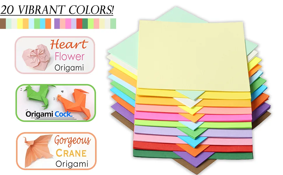 Origami Paper Double Sided Color - 200 Sheets - 20 Colors - 6 Inch Square Easy Fold Paper for Beginner - product information 3