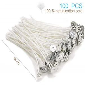 DINGPAI 100pcs Cotton Candle Wicks, 6 inches Low Smoke Pre-Waxed Candle Wicks for Candle Making, Candle DIY Style 1 - product information 3