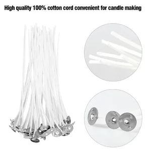 DINGPAI 100pcs Cotton Candle Wicks, 6 inches Low Smoke Pre-Waxed Candle Wicks for Candle Making, Candle DIY Style 1 - product information 4