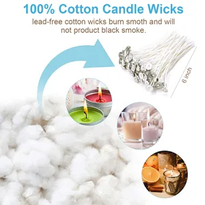 DINGPAI 100pcs Cotton Candle Wicks, 6 inches Low Smoke Pre-Waxed Candle Wicks for Candle Making, Candle DIY Style 1 - product information 5