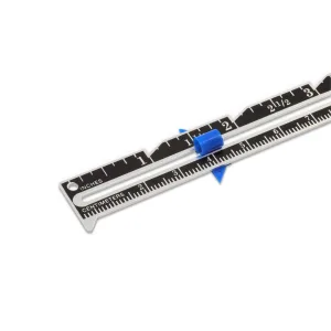 Dritz Sliding Marker Sewing Gauge, Nickel with Black Printing and Blue Slider - image