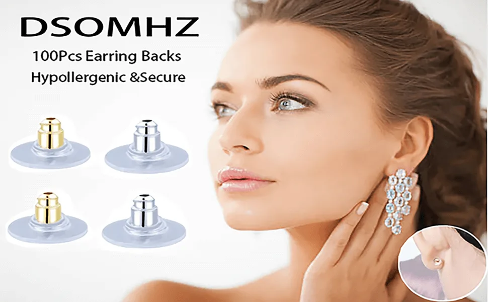 Earring Backs,Back Earrings Fishhook Earring Backs for Droopy Ears Earring Backs Replacements Bullet Clutch Back Earrings Replacement Earring Backs for Heavy Earring (Silver and Gold) Gold + Silver - earring backs