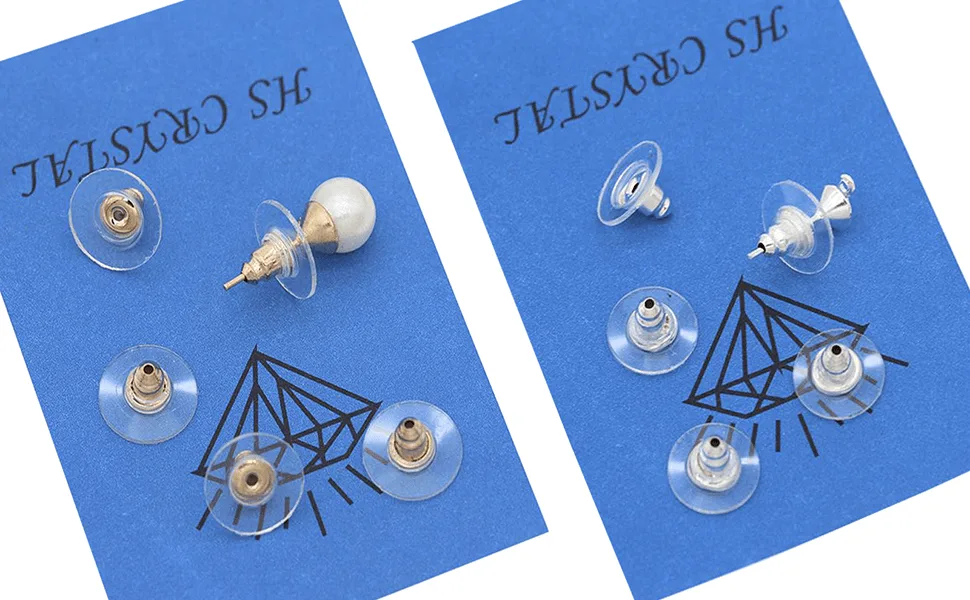 Earring Backs,Back Earrings Fishhook Earring Backs for Droopy Ears Earring Backs Replacements Bullet Clutch Back Earrings Replacement Earring Backs for Heavy Earring (Silver and Gold) Gold + Silver - earring backs rubber