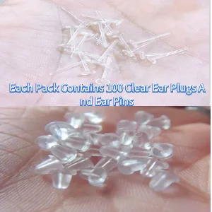 Elfstone 3mm Invisible Plastic Earrings Blank Pins Stud Tiny Head Findings DIY Supplies (200 pieces/100 Pairs) - 100P+100P