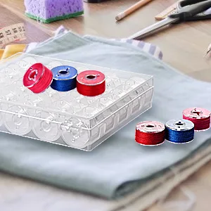 25 Pcs bobbins for Sewing Machine- Eoehro, Sa156 Bobbins, Bobbins Class 15, Sewing Accessories, Plastic Bobbin with Case(1 box) - 25 Pcs Sewing Machine Bobbins