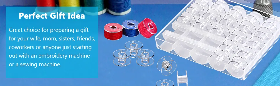 25 Pcs bobbins for Sewing Machine- Eoehro, Sa156 Bobbins, Bobbins Class 15, Sewing Accessories, Plastic Bobbin with Case(1 box) - bobbins 01